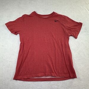 Nike Dri-Fit Mens Shirt Medium Red Black Swoosh Cross Training Wicking Polyester